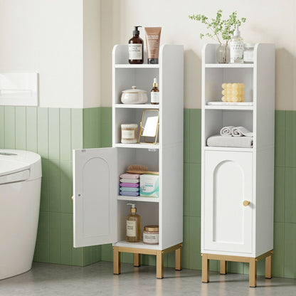 Artiss 2X Bathroom Storage Cabinet Floor Organizer Toilet Corner Adjustable Shelf with Door White FURNI-G-BATH-AZ01-WHX2