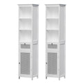 Artiss Bathroom Cabinet Storage X2 White Rattan 161cm FURNI-G-BATH-RAT-01-WHX2