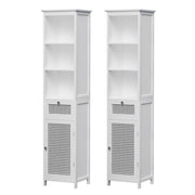Artiss Bathroom Cabinet Storage X2 White Rattan 161cm FURNI-G-BATH-RAT-01-WHX2