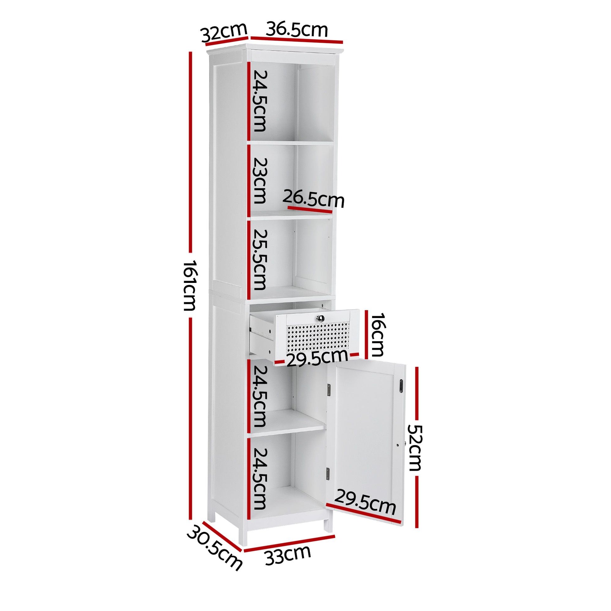 Artiss Bathroom Cabinet Storage X2 White Rattan 161cm FURNI-G-BATH-RAT-01-WHX2