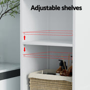 Artiss Bathroom Cabinet Storage X2 White Rattan 161cm FURNI-G-BATH-RAT-01-WHX2