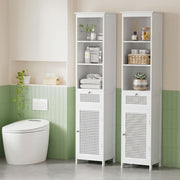 Artiss Bathroom Cabinet Storage X2 White Rattan 161cm FURNI-G-BATH-RAT-01-WHX2