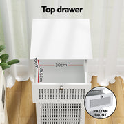 Artiss Laundry Hamper Cabinet Bathroom Storage White Rattan Clothes Basket FURNI-G-BATH-RAT-02-WH