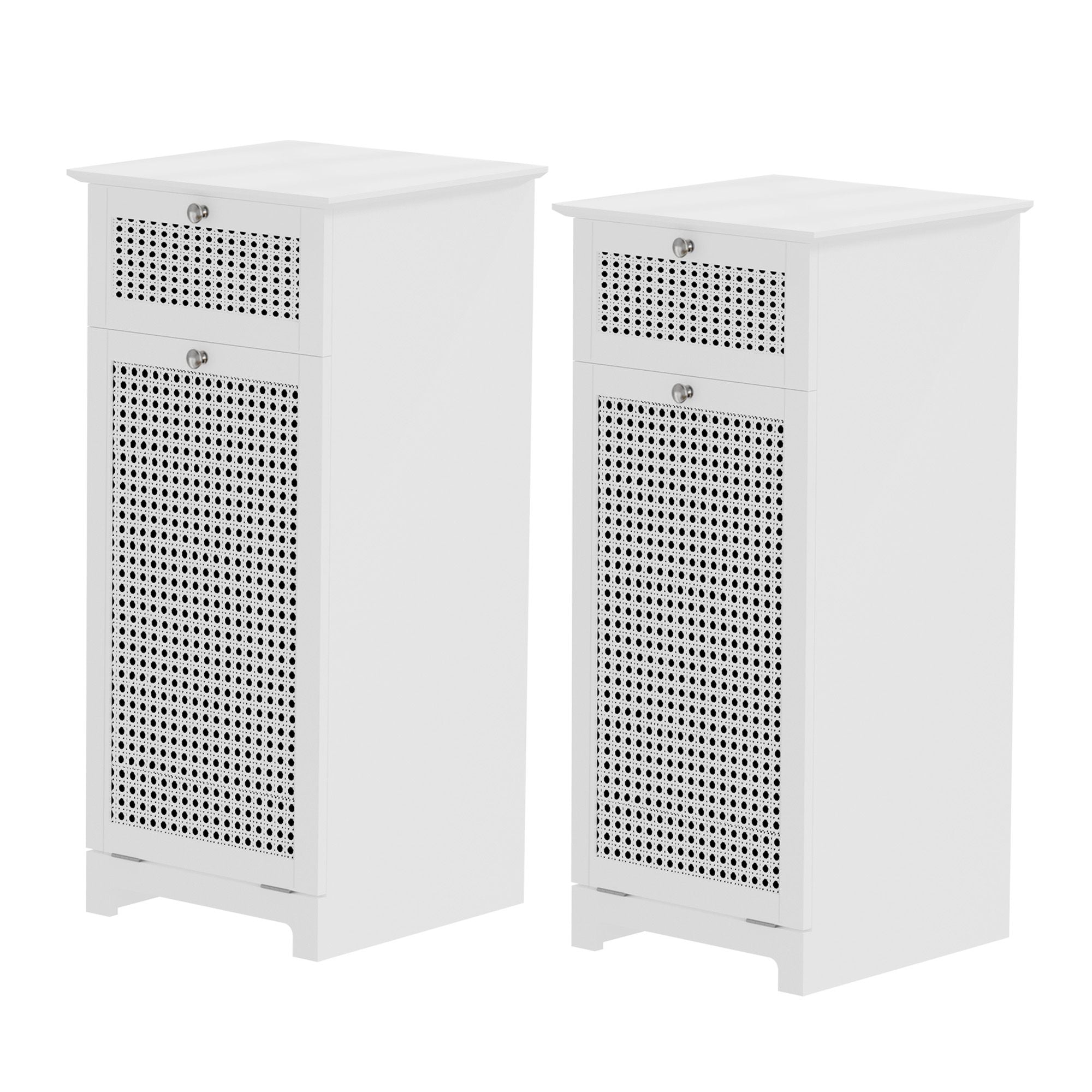 Artiss 2X Laundry Hamper Cabinet Bathroom Storage White Rattan FURNI-G-BATH-RAT-02-WHX2