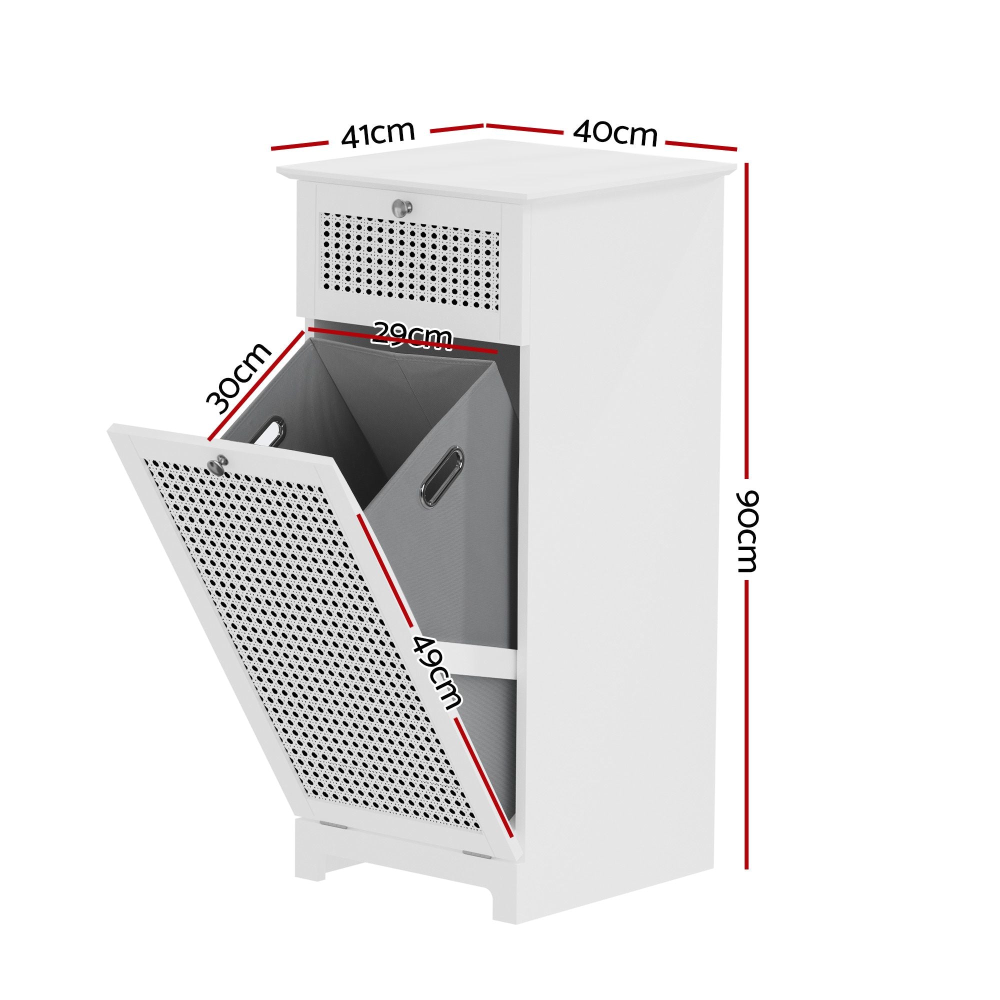 Artiss 2X Laundry Hamper Cabinet Bathroom Storage White Rattan FURNI-G-BATH-RAT-02-WHX2