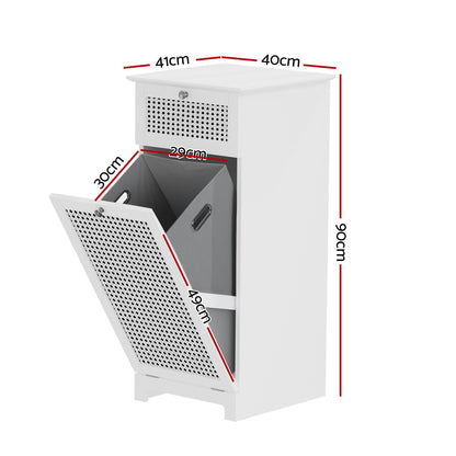 Artiss 2X Laundry Hamper Cabinet Bathroom Storage White Rattan FURNI-G-BATH-RAT-02-WHX2
