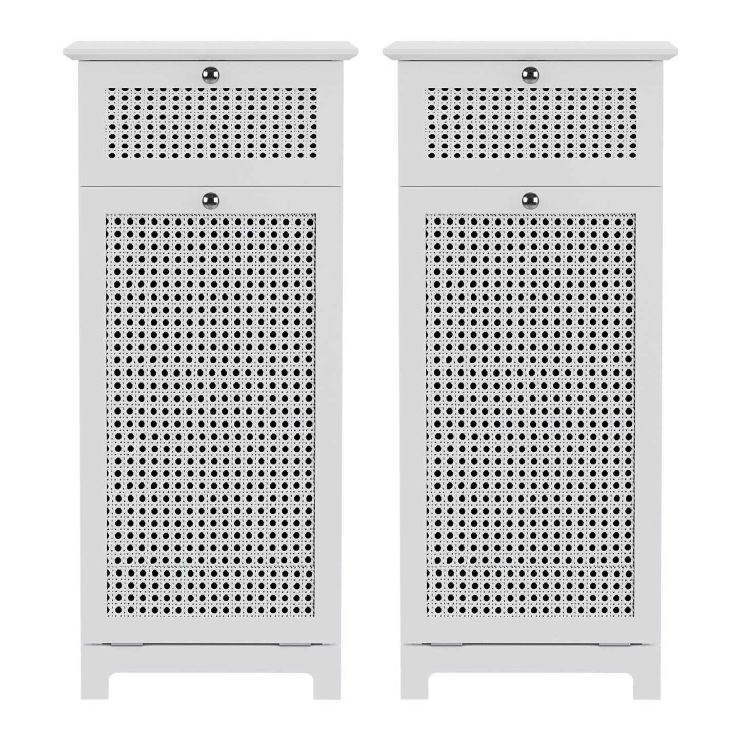 Artiss 2X Laundry Hamper Cabinet Bathroom Storage White Rattan FURNI-G-BATH-RAT-02-WHX2