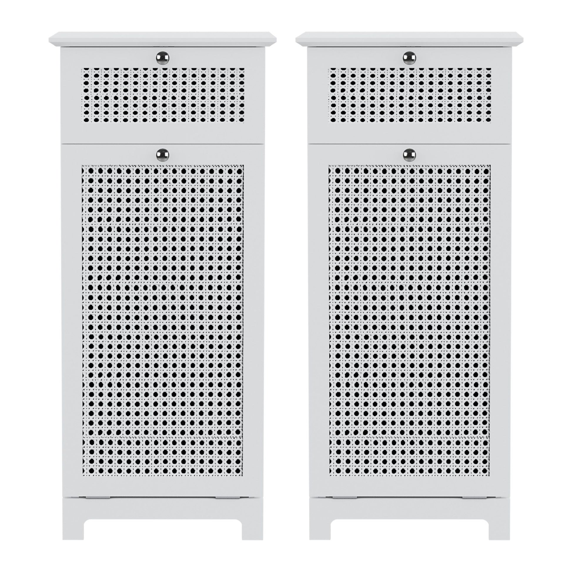 Artiss 2X Laundry Hamper Cabinet Bathroom Storage White Rattan FURNI-G-BATH-RAT-02-WHX2