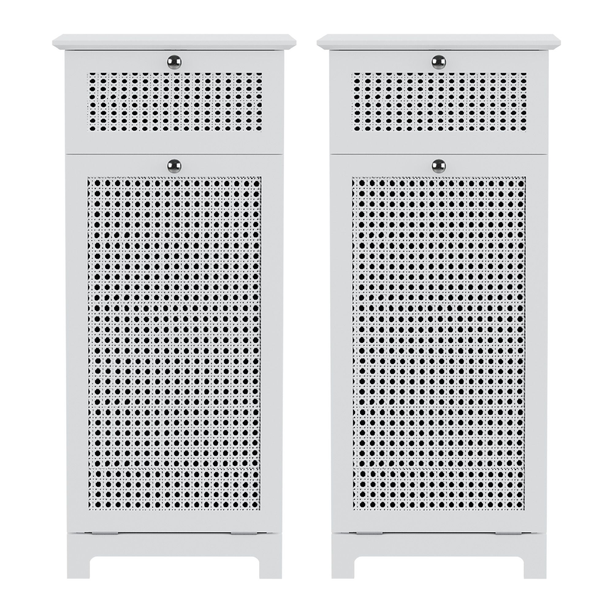 Artiss 2X Laundry Hamper Cabinet Bathroom Storage White Rattan FURNI-G-BATH-RAT-02-WHX2
