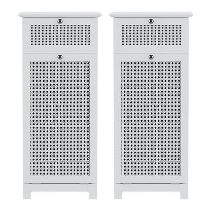 Artiss 2X Laundry Hamper Cabinet Bathroom Storage White Rattan FURNI-G-BATH-RAT-02-WHX2