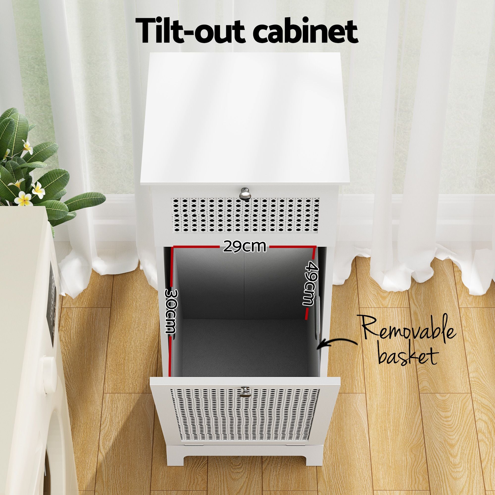 Artiss 2X Laundry Hamper Cabinet Bathroom Storage White Rattan FURNI-G-BATH-RAT-02-WHX2