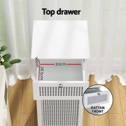 Artiss 2X Laundry Hamper Cabinet Bathroom Storage White Rattan FURNI-G-BATH-RAT-02-WHX2