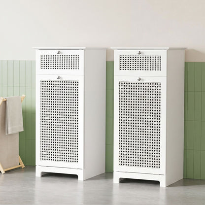 Artiss 2X Laundry Hamper Cabinet Bathroom Storage White Rattan FURNI-G-BATH-RAT-02-WHX2