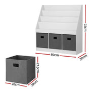Keezi Kids Bookshelf 4 Tiers Magazine Rack Toy Box Organiser Storage Display Shelf FURNI-G-BOOK-BOX-WHGY