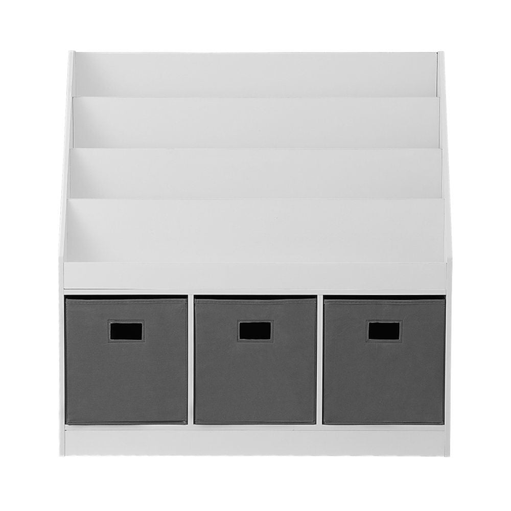 Keezi Kids Bookshelf 4 Tiers Magazine Rack Toy Box Organiser Storage Display Shelf FURNI-G-BOOK-BOX-WHGY