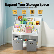 Keezi Kids Bookshelf 4 Tiers Magazine Rack Toy Box Organiser Storage Display Shelf FURNI-G-BOOK-BOX-WHGY