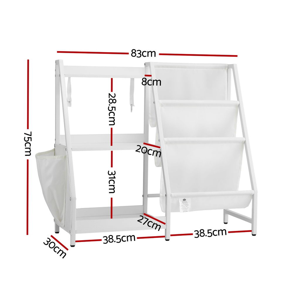 Keezi 3-Tier Kids Bookshelf Bookcase Children Toy Storage Organizer Rack Display Shelf FURNI-G-BOOK-MT-WH