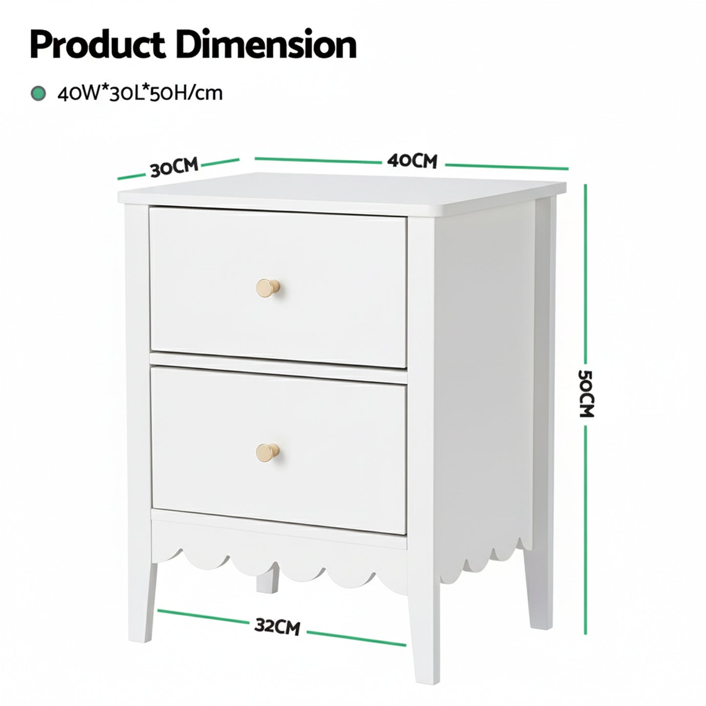 Artiss Bedside Table 2 Drawers Bedroom Storage Nightstand White FURNI-G-BS-01-WH