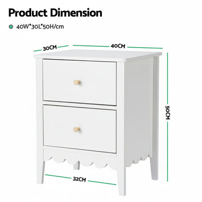 Artiss Bedside Table 2 Drawers Bedroom Storage Nightstand White FURNI-G-BS-01-WH