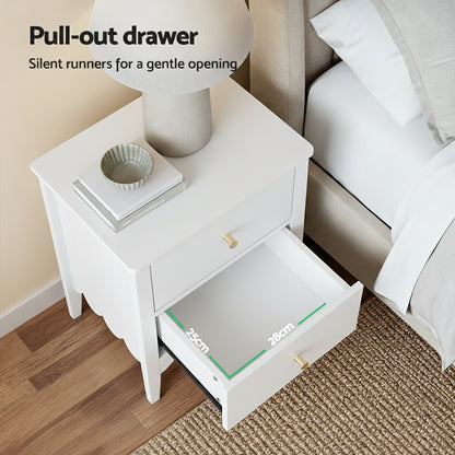 Artiss Bedside Table 2 Drawers Bedroom Storage Nightstand White FURNI-G-BS-01-WH