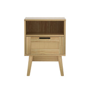 Artiss Rattan Bedside Table 1 Drawer with Shelf - REI Oak FURNI-G-BS-RAT-01-WD