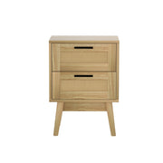 Artiss Rattan Bedside Table 2 Drawers Wood - RIE Oak FURNI-G-BS-RAT-02-WD
