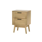 Artiss Rattan Bedside Table 2 Drawers Wood - RIE Oak FURNI-G-BS-RAT-02-WD