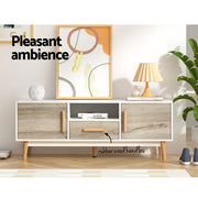 Artiss TV Cabinet Entertainment Unit 120cm Wood White Gino FURNI-G-CHIC-TV-WH-WD