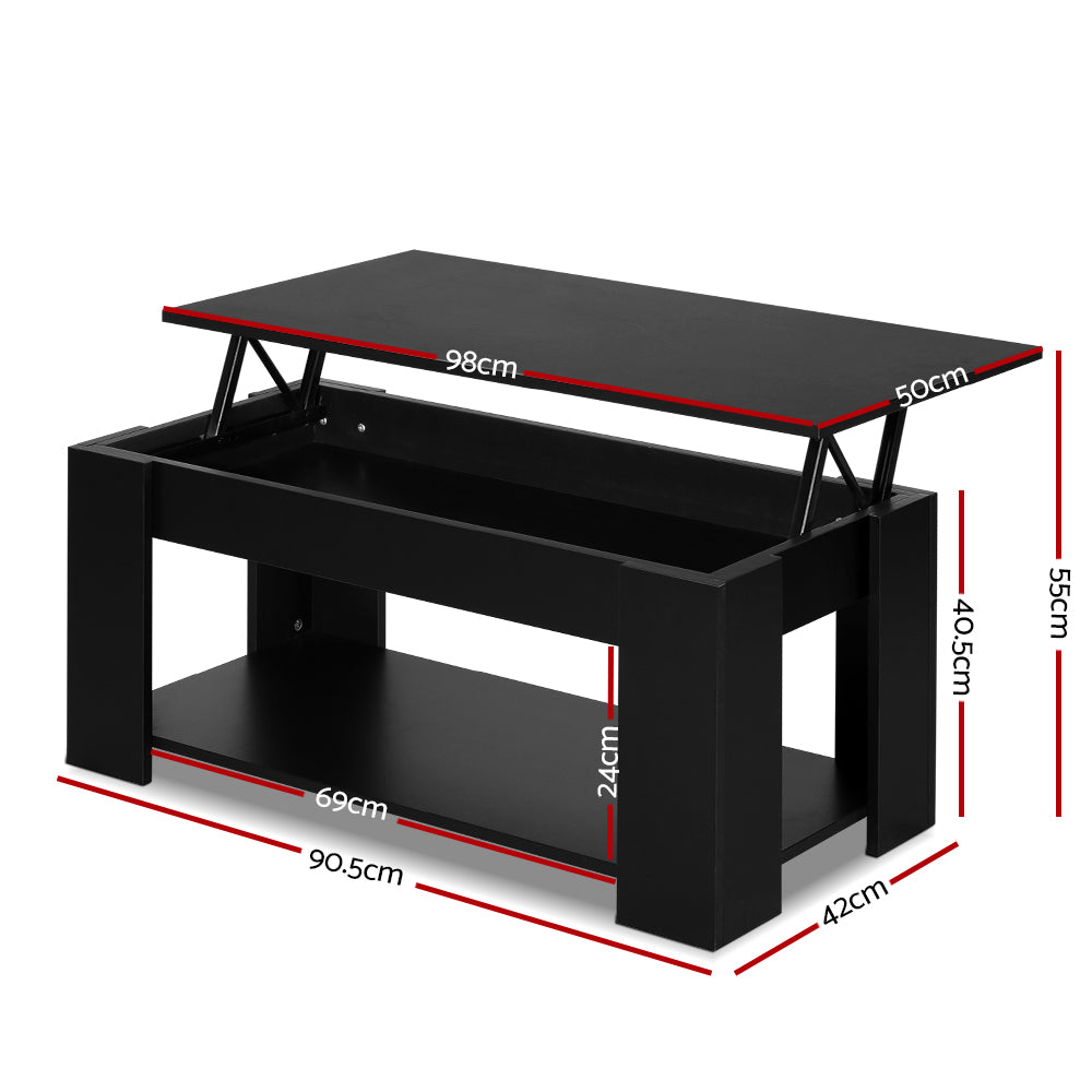 Artiss Coffee Table Lift-top Coffee Table Black FURNI-G-COF-LIFT-BK