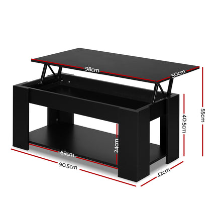 Artiss Coffee Table Lift-top Coffee Table Black FURNI-G-COF-LIFT-BK