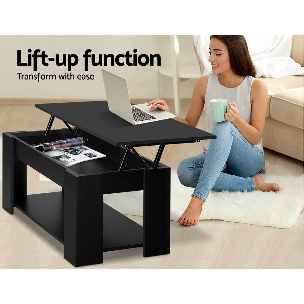 Artiss Coffee Table Lift-top Coffee Table Black FURNI-G-COF-LIFT-BK