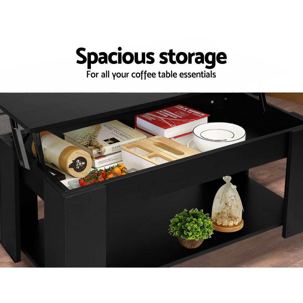 Artiss Coffee Table Lift-top Coffee Table Black FURNI-G-COF-LIFT-BK