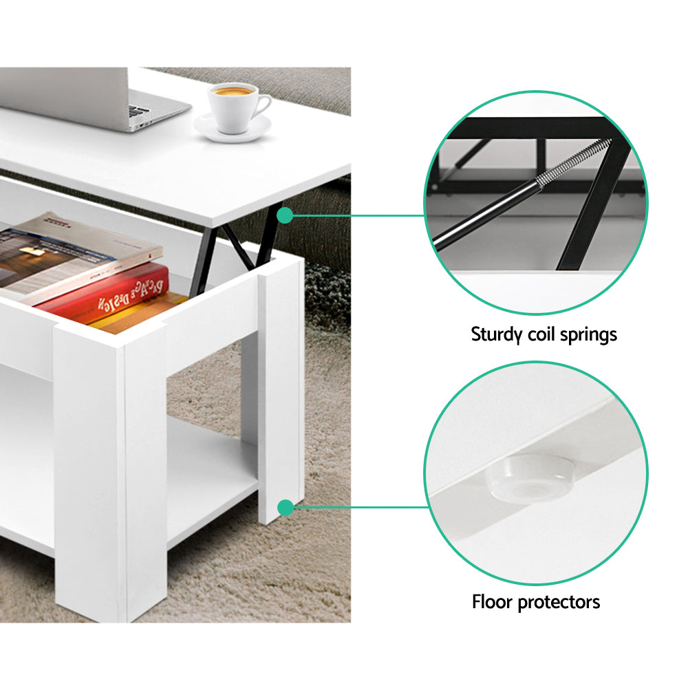 Artiss Coffee Table Lift-top Coffee Table White FURNI-G-COF-LIFT-WH