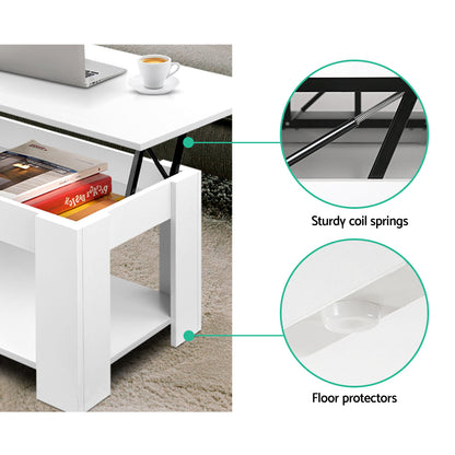 Artiss Coffee Table Lift-top Coffee Table White FURNI-G-COF-LIFT-WH