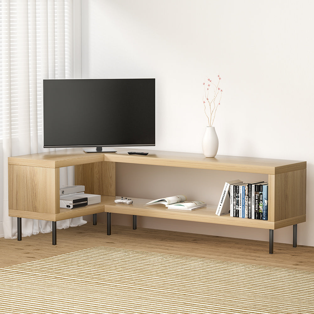 Artiss Entertainment Unit Corner TV Cabinet Storage Shelf Bevis FURNI-G-COR01-TV130-WD-AB