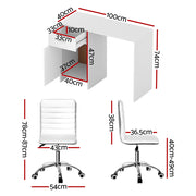 Artiss Computer Desk Office Chair Set PU Leather Home Study Table 100cm White FURNI-G-DESK-100-REPL-WH
