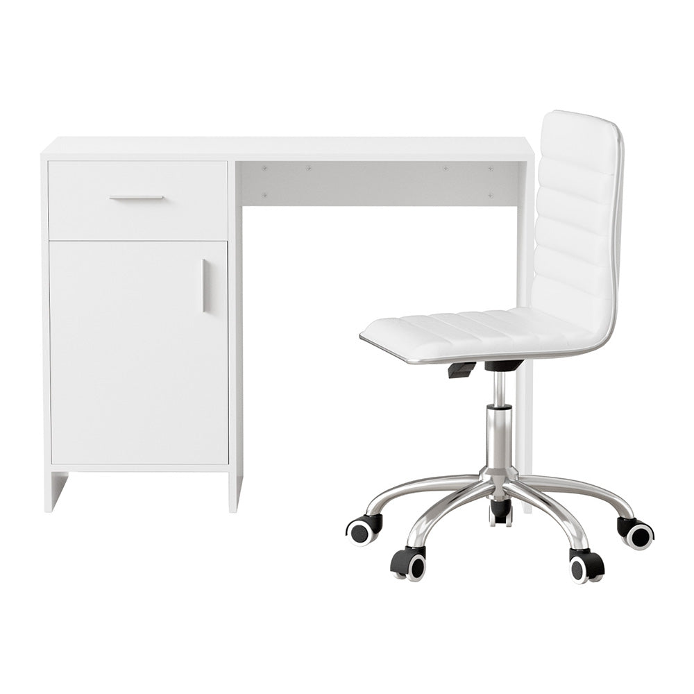 Artiss Computer Desk Office Chair Set PU Leather Home Study Table 100cm White FURNI-G-DESK-100-REPL-WH