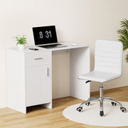 Artiss Computer Desk Office Chair Set PU Leather Home Study Table 100cm White FURNI-G-DESK-100-REPL-WH