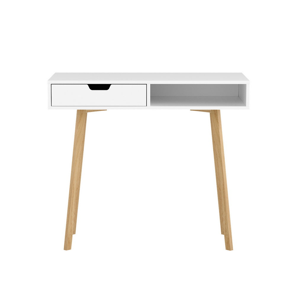 Artiss Computer Desk Drawer Cabinet Shelf White 90CM FURNI-G-DESK-1600-WH-WD