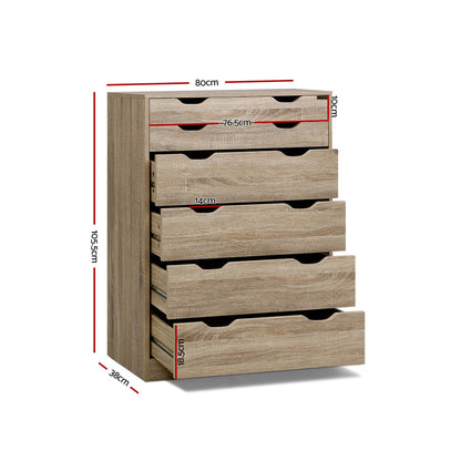 Artiss 6 Chest of Drawers - MYLA Oak FURNI-G-DT-4D2-OAK-AB
