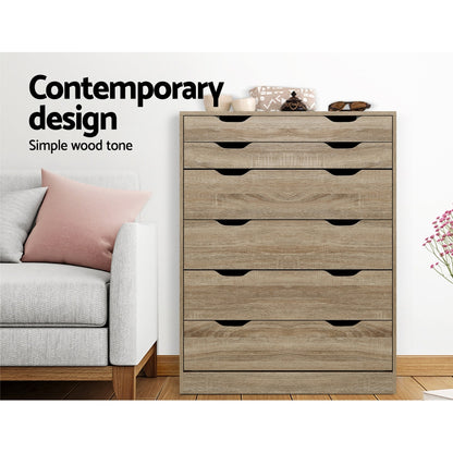 Artiss 6 Chest of Drawers - MYLA Oak FURNI-G-DT-4D2-OAK-AB