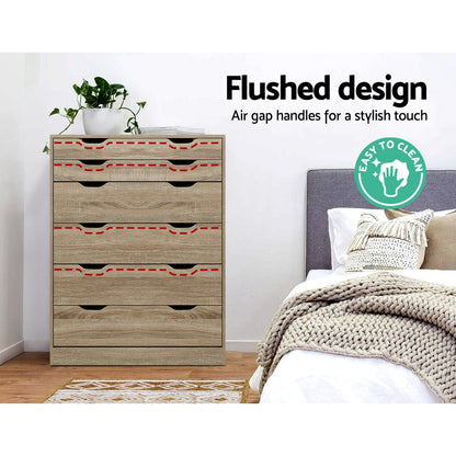 Artiss 6 Chest of Drawers - MYLA Oak FURNI-G-DT-4D2-OAK-AB