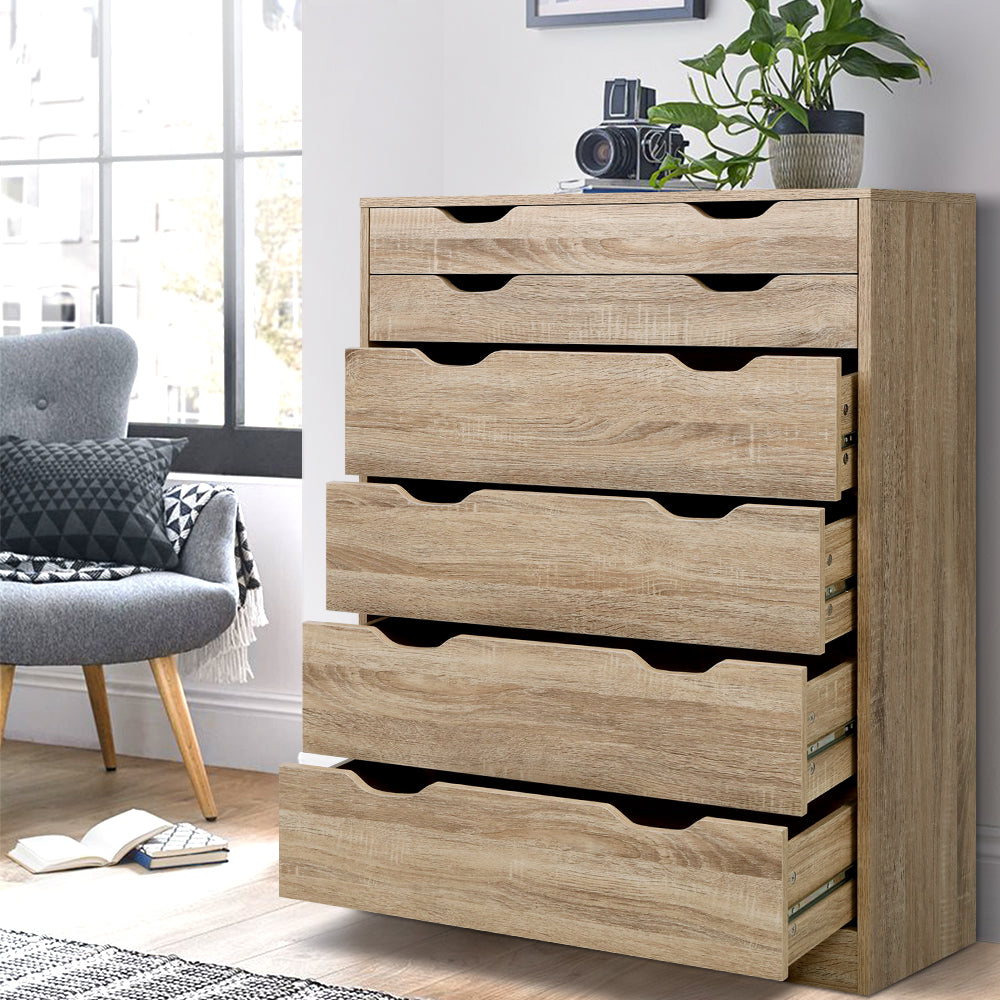 Artiss 6 Chest of Drawers - MYLA Oak FURNI-G-DT-4D2-OAK-AB