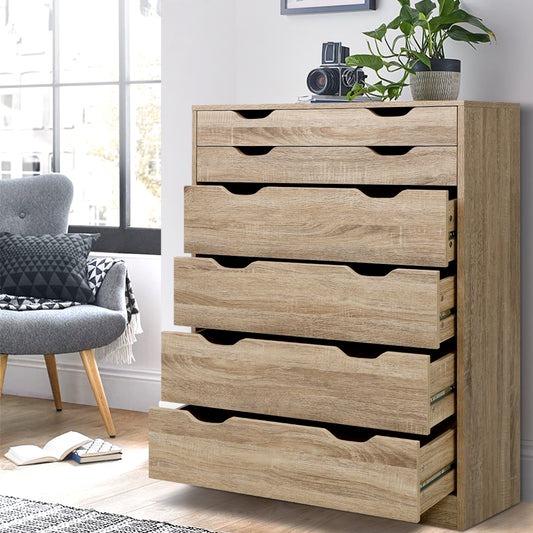 Artiss 6 Chest of Drawers - MYLA Oak FURNI-G-DT-4D2-OAK-AB