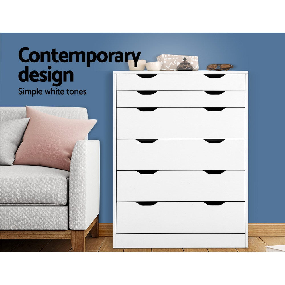 Artiss 6 Chest of Drawers - MYLA White FURNI-G-DT-4D2-WH-AB