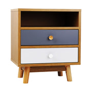 Artiss Bedside Table 2 Drawers with Shelf - BERTHA Oak FURNI-G-EXO-SIDE-01-WD