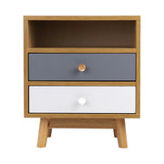 Artiss Bedside Table 2 Drawers with Shelf - BERTHA Oak FURNI-G-EXO-SIDE-01-WD