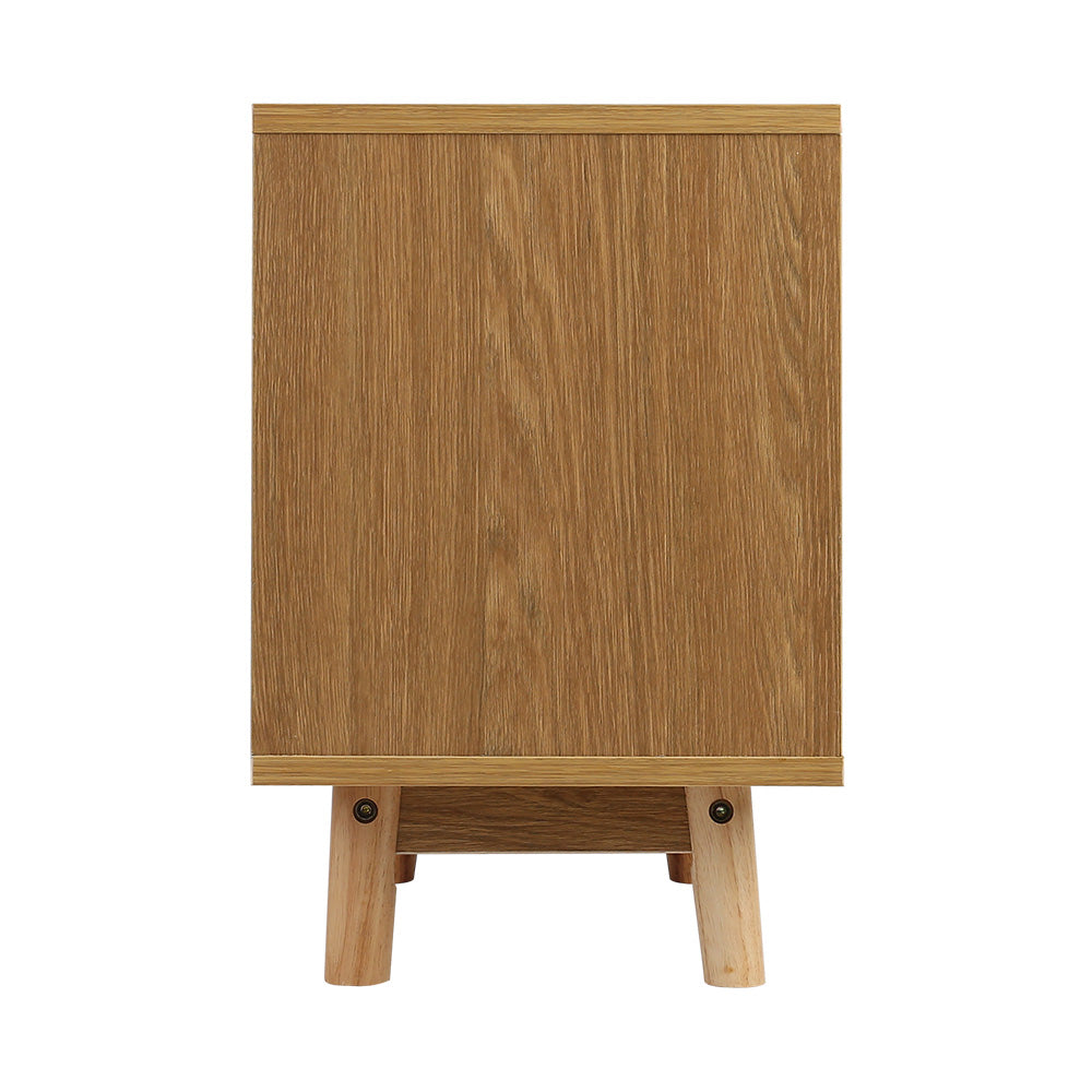 Artiss Bedside Table 2 Drawers with Shelf - BERTHA Oak FURNI-G-EXO-SIDE-01-WD