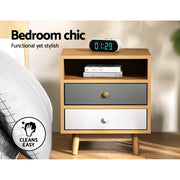 Artiss Bedside Table 2 Drawers with Shelf - BERTHA Oak FURNI-G-EXO-SIDE-01-WD