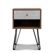 Artiss Bedside Table 1 Drawers with Shelf - LARS FURNI-G-IND-BSIDE-01-WD